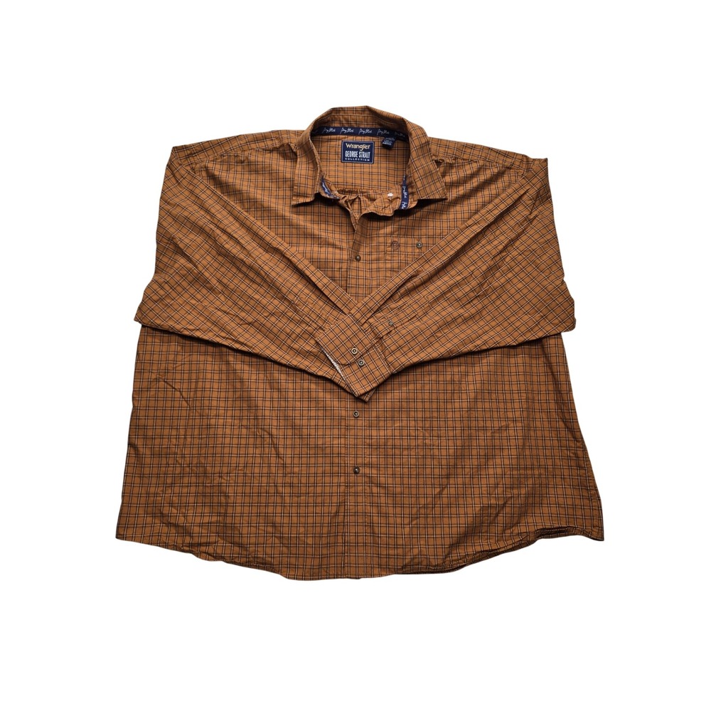 Wrangler George Strait Plaid Western Button Down Shirt Brown Mens 4X Big Tall